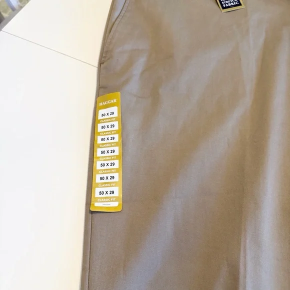 Haggar Big Men Iron Free Premium Comfort Stretch Khaki Dress Pants 50x29 - Picture 9 of 15